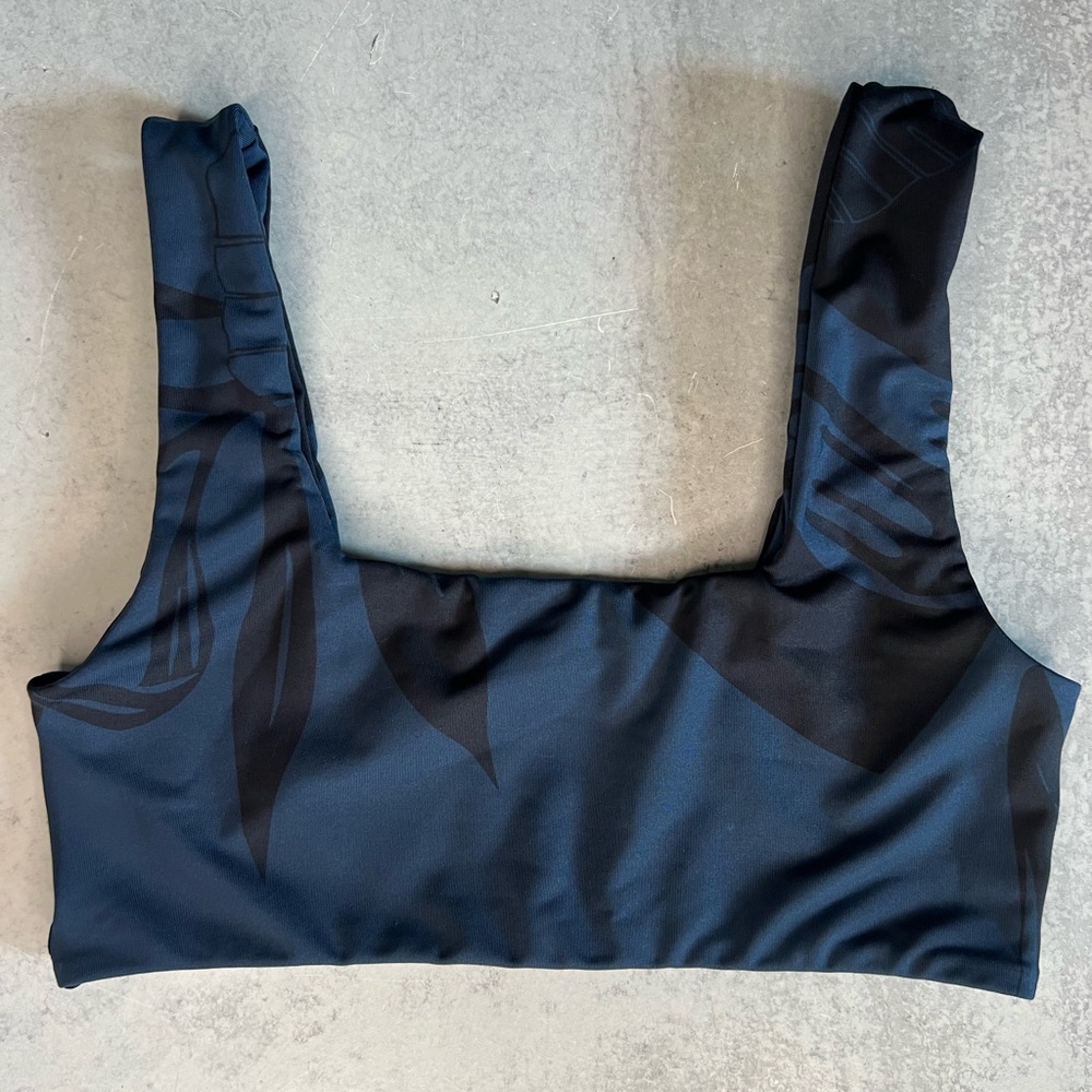 Olympia Etal Stylish Black and Blue Women's sports bra swim Top sz S